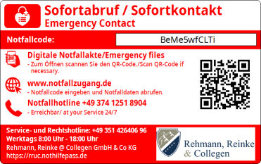 NotHilfePass Rückseite